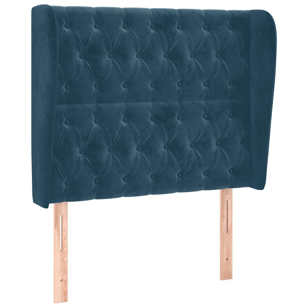Kopfteil mit Ohren Dunkelblau 93x23x78/88 cm Samt