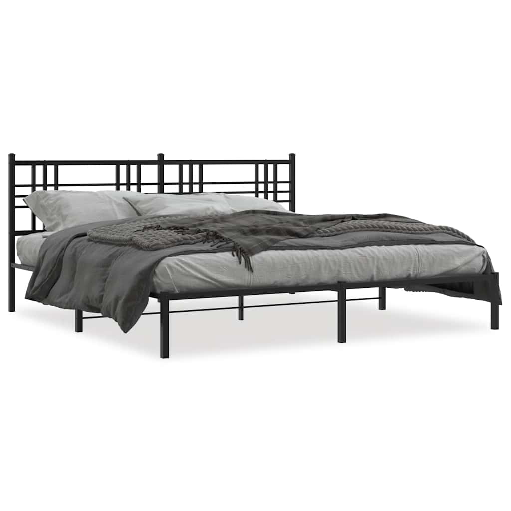 Bettgestell mit Kopf- und Fußteil Metall Schwarz 90x200 cm