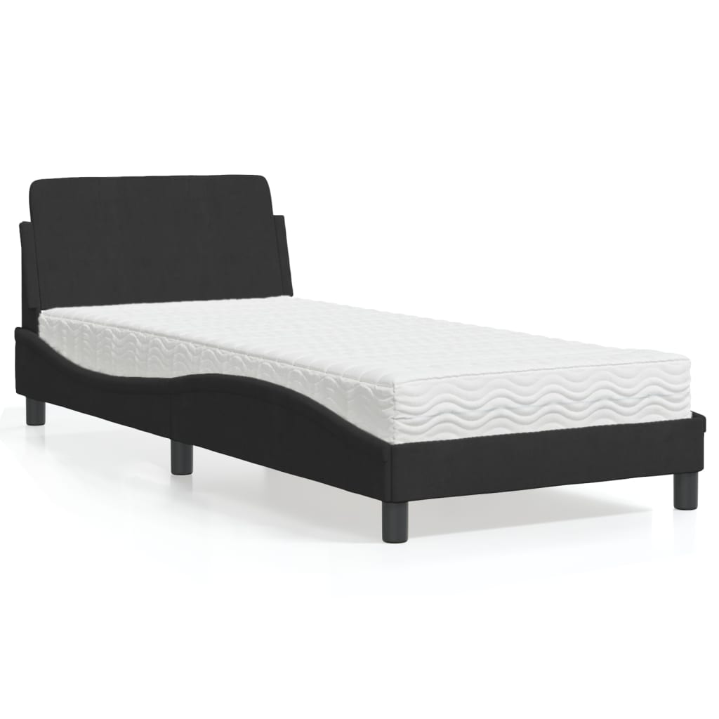 Bett mit Matratze "Dover" Hellgrau 80x200 cm Samt