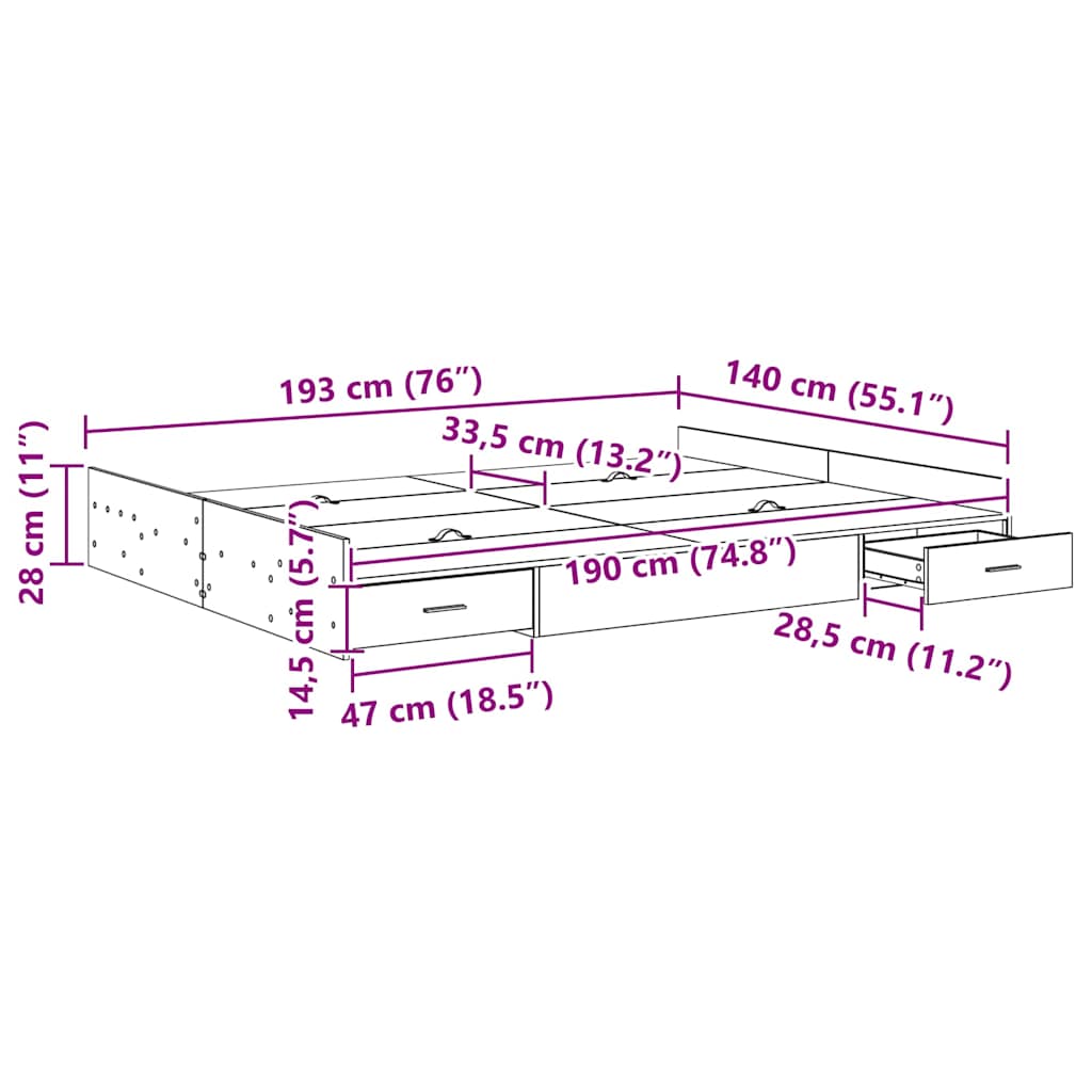 Aufbewahrungsbettgestell Weiß 200 x 200 cm Holzwerkstoff