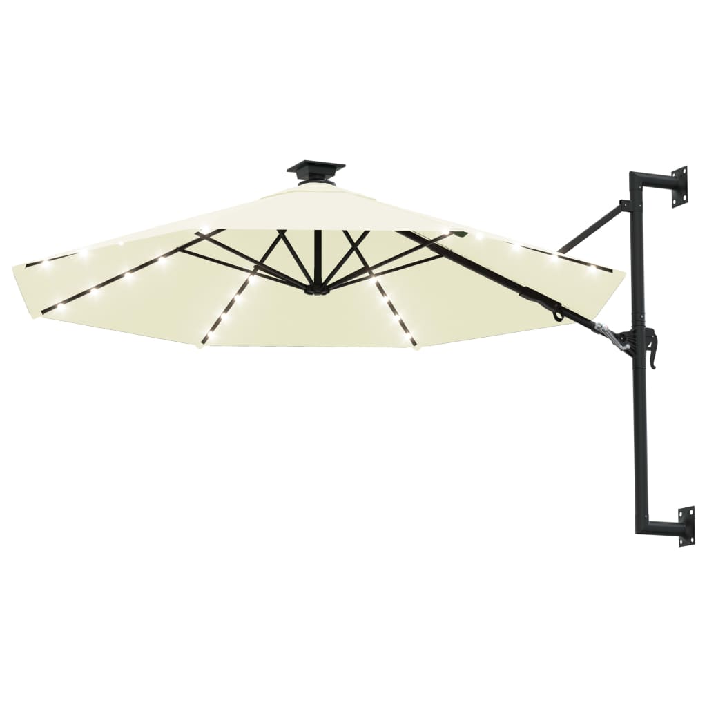 Sonnenschirm zur Wandmontage mit LEDs 300 cm Grün