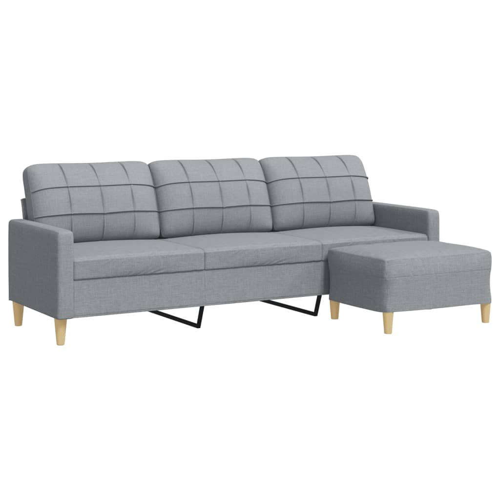3-Sitzer-Sofa mit Hocker Taupe 180 cm Stoff