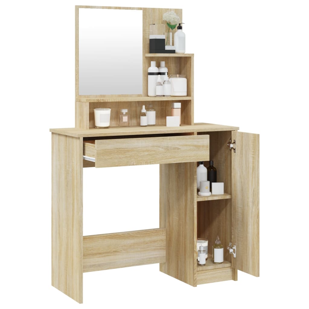 Schminktisch mit Spiegel Weiß 86,5x35x136 cm