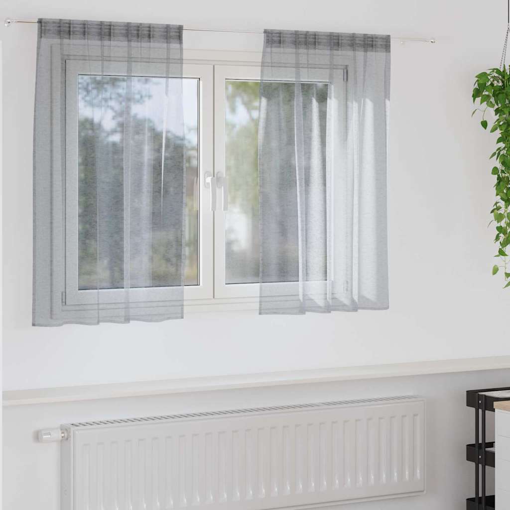 Voile-Vorhang mit Vorhängen 2 pcs Weiß 140 x 140 cm Polyester