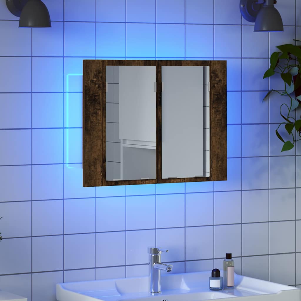 LED-Bad-Spiegelschrank Weiß 60x12x45 cm Acryl
