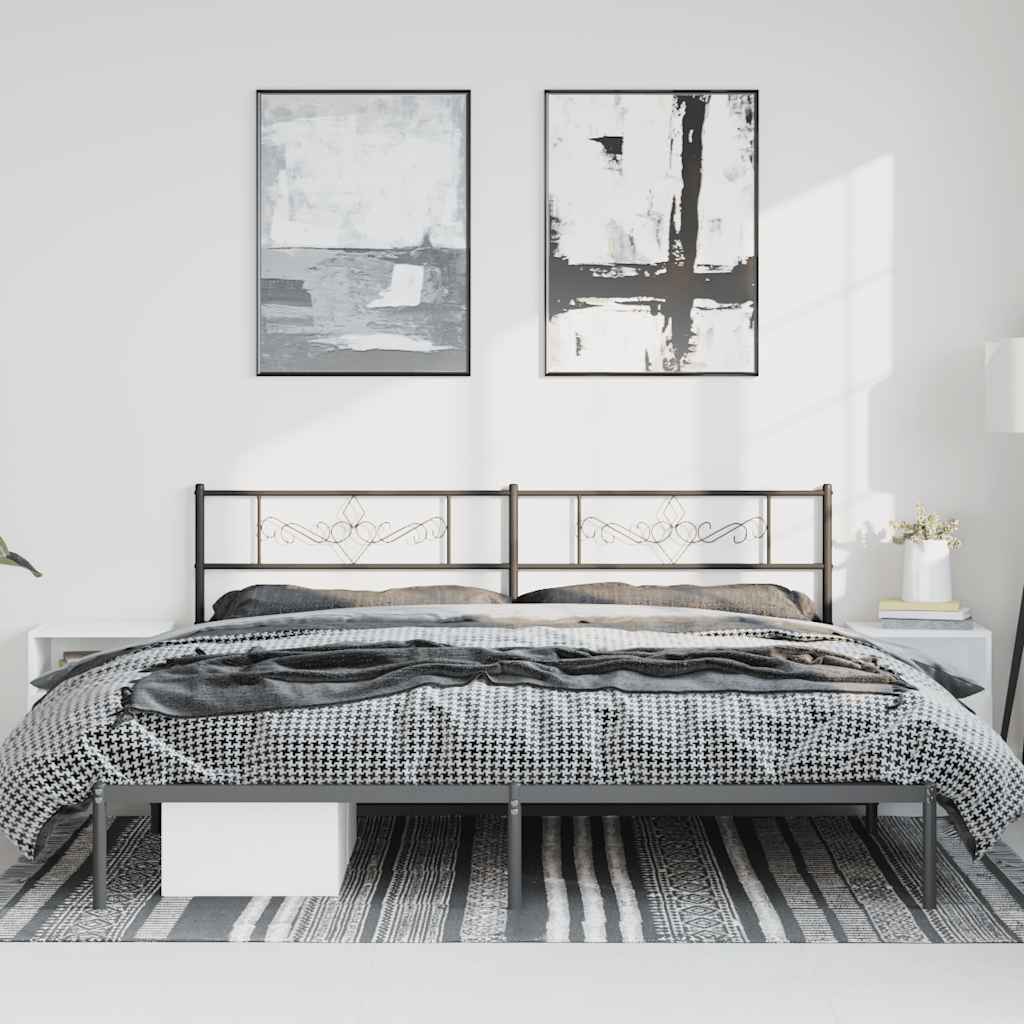 Bettgestell mit Kopfteil Metall Schwarz 100x190 cm