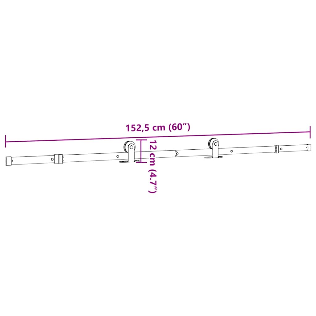 Schiebetürbeschlag-Set SKIEN 183 cm Stahl Schwarz