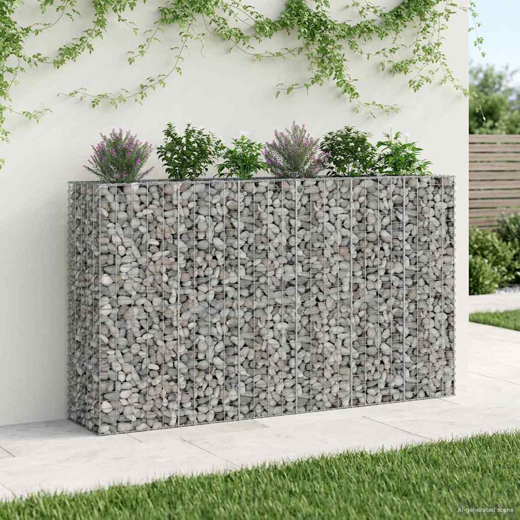 Gabionen Hochbeet 2 pcs Silber 260 x 60 x 55 cm