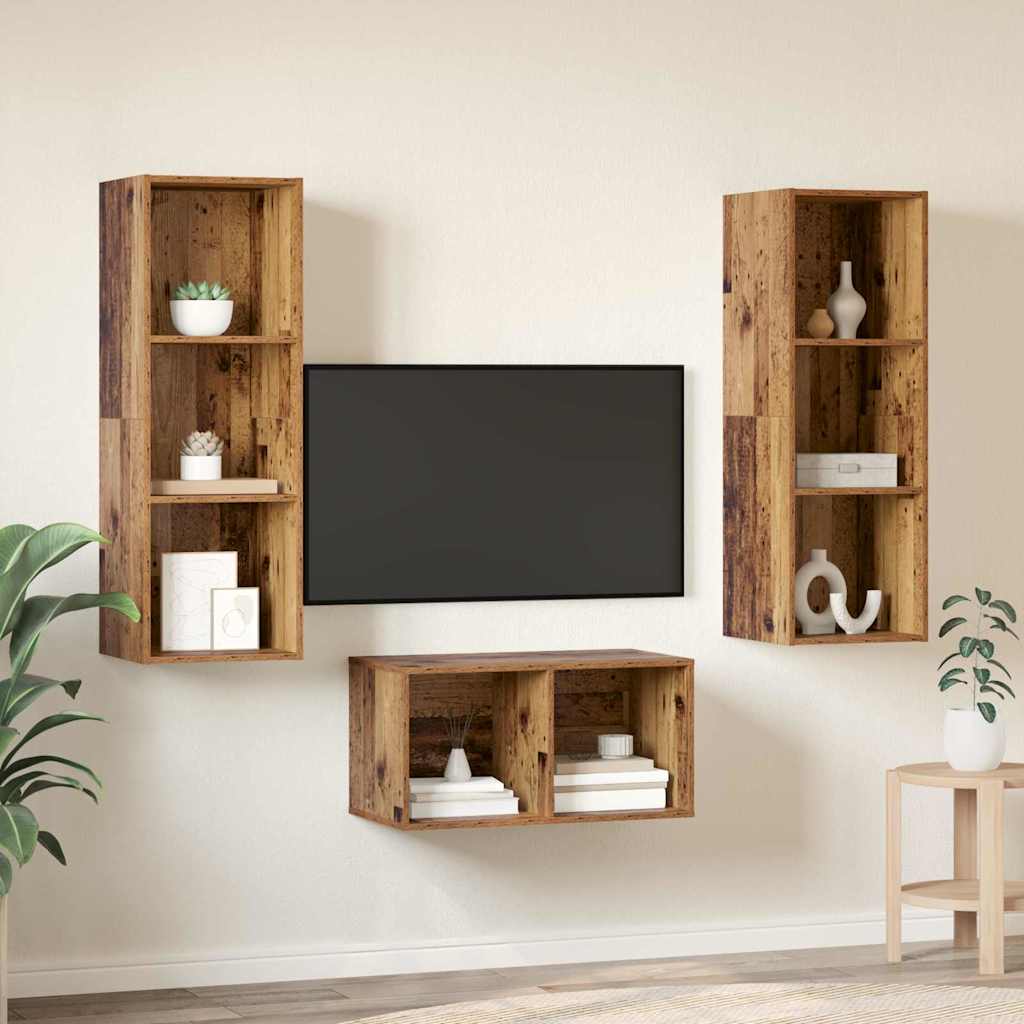 3-tlg. TV-Schrank-Set Weiß Holzwerkstoff