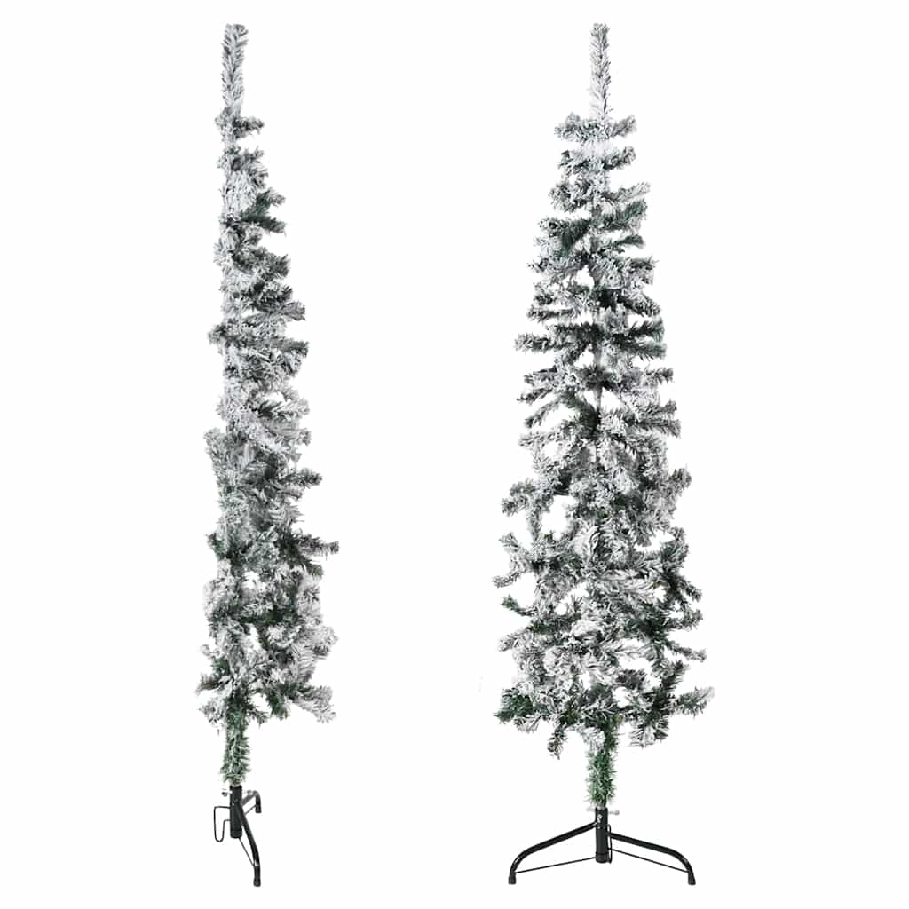 Künstlicher Halb-Weihnachtsbaum mit Ständer Schlank Weiß 180 cm