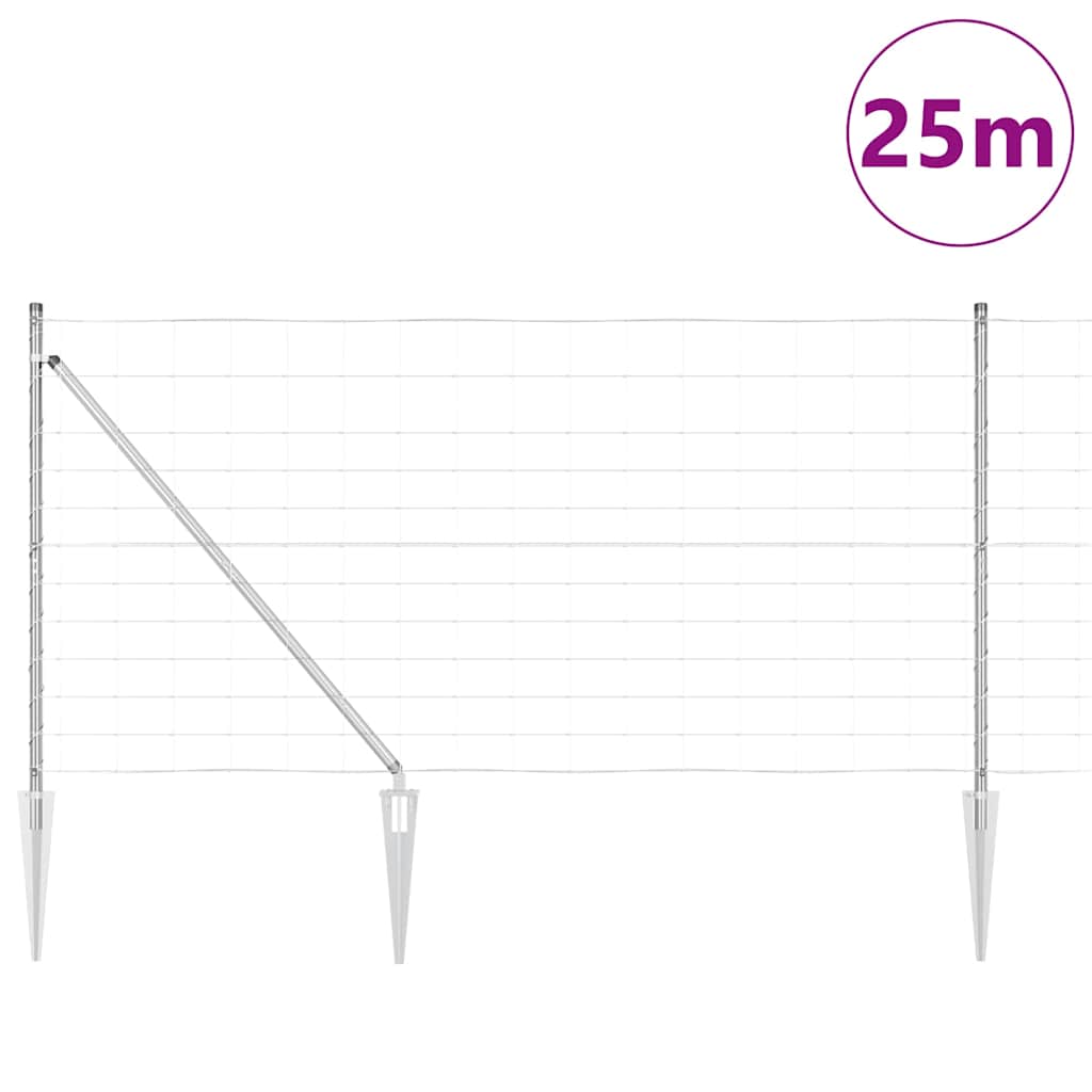 Ground Fix Geschweißter Drahtzaun 25 x 0,8 m Silber Netz