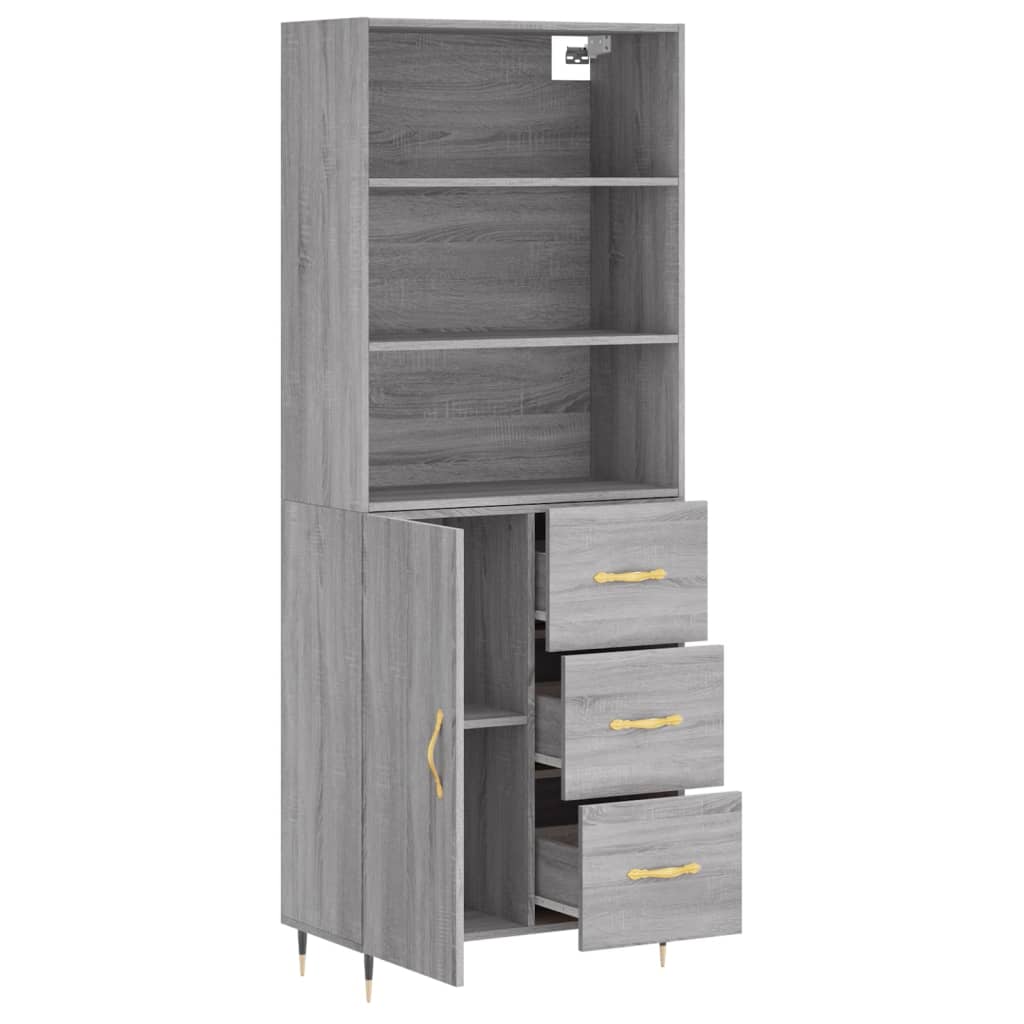 Highboard Betongrau 69,5x34x180 cm Holzwerkstoff