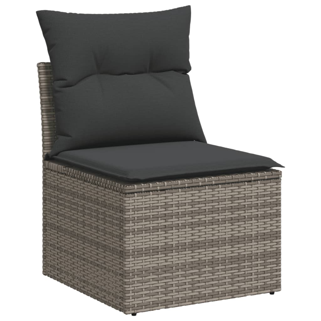14-tlg. Garten-Sofagarnitur mit Kissen Schwarz Poly Rattan