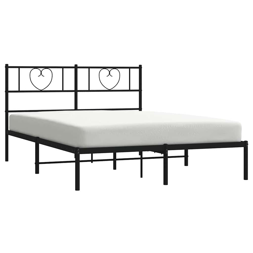 Bettgestell mit Kopfteil Metall Schwarz 100x190 cm