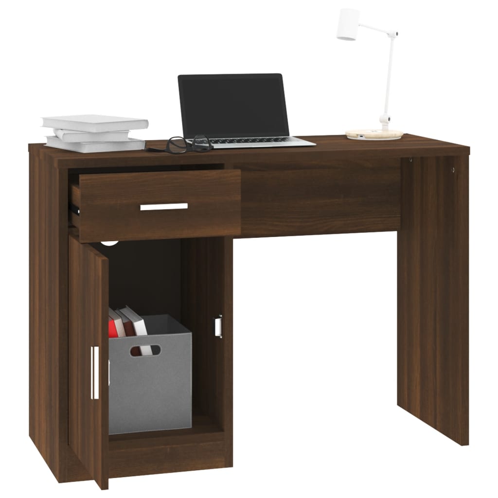 Schreibtisch mit Schublade und Schrank Eiche 100x40x73 cm