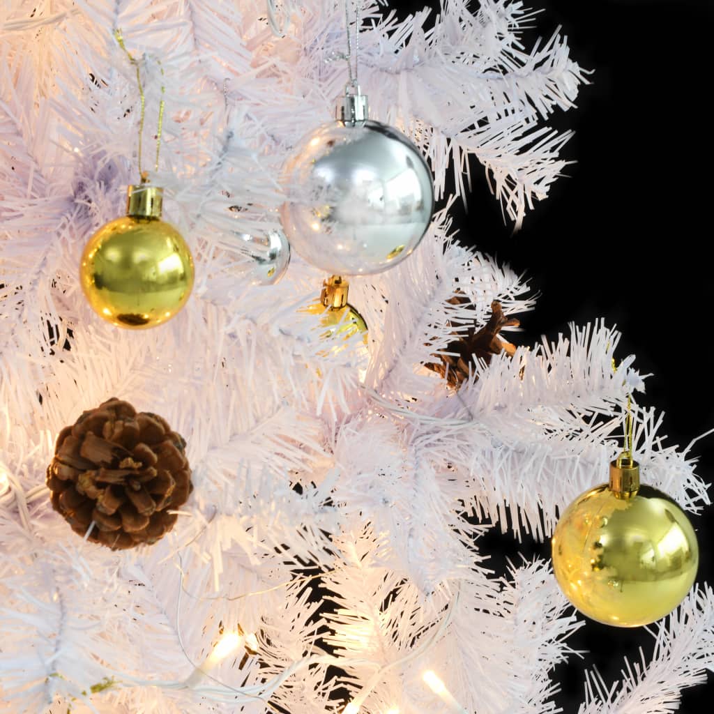 Künstlicher Weihnachtsbaum mit Beleuchtung & Kugeln Grün 150 cm