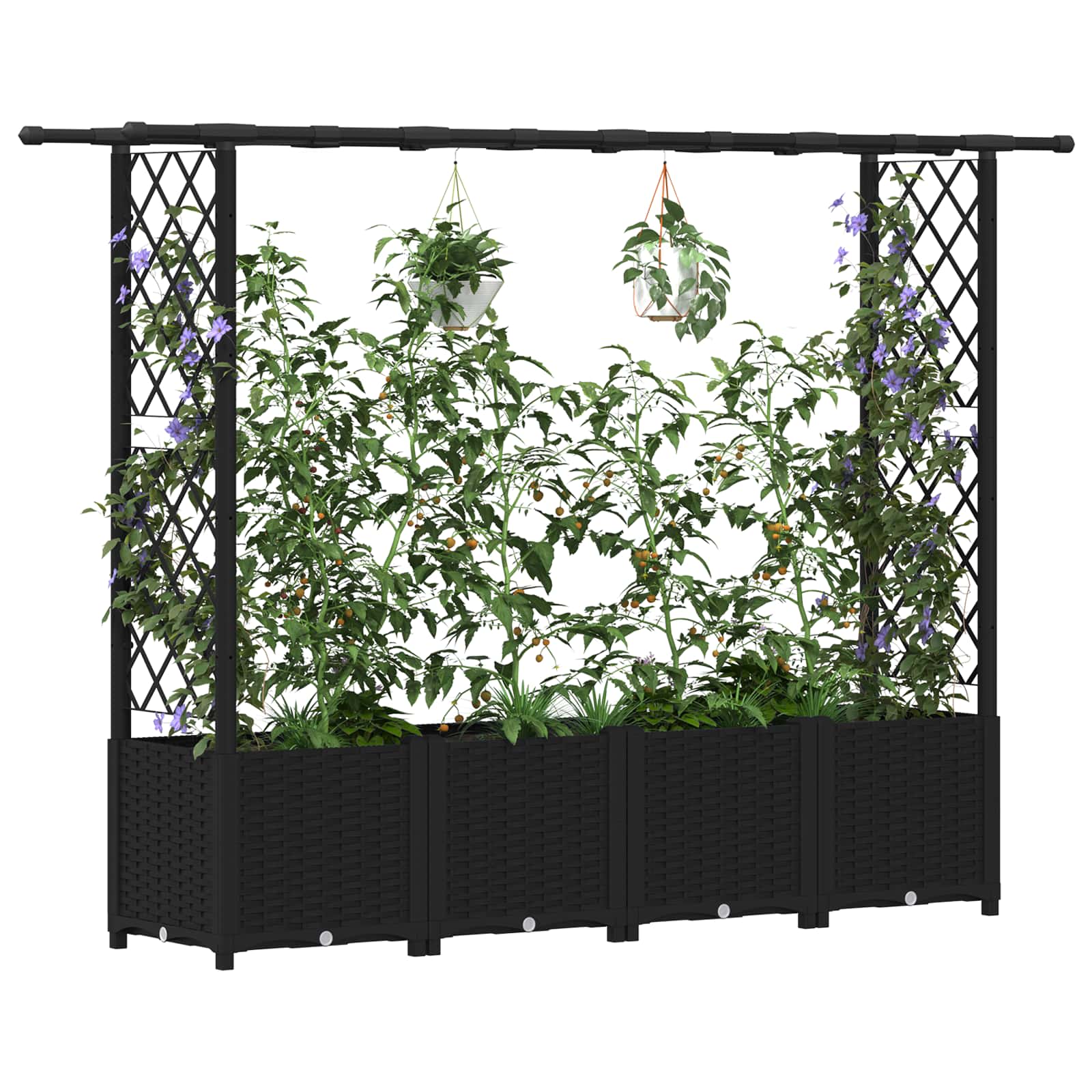 Hochbeet mit Rankgitter und Dach Braun 124 x 40 x 123 cm PP
