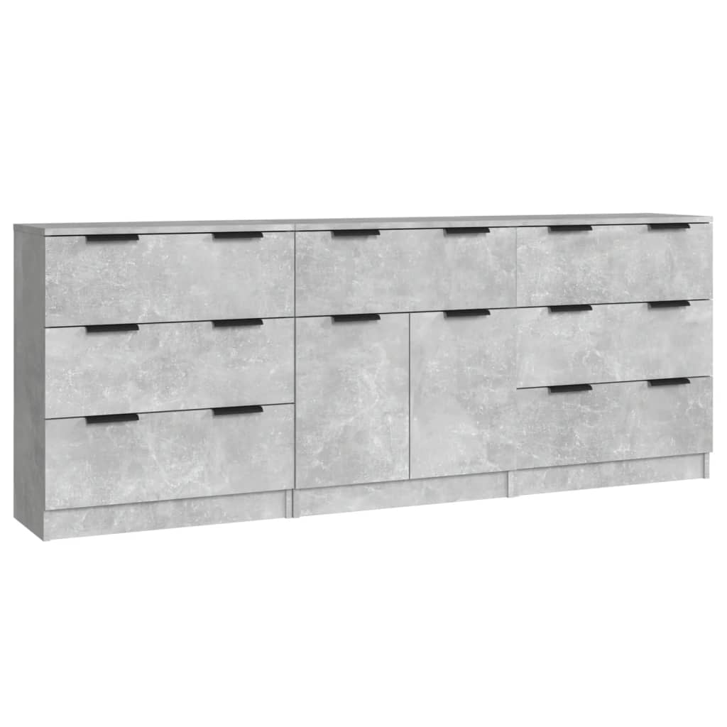 3-tlg. Sideboards Weiß Holzwerkstoff
