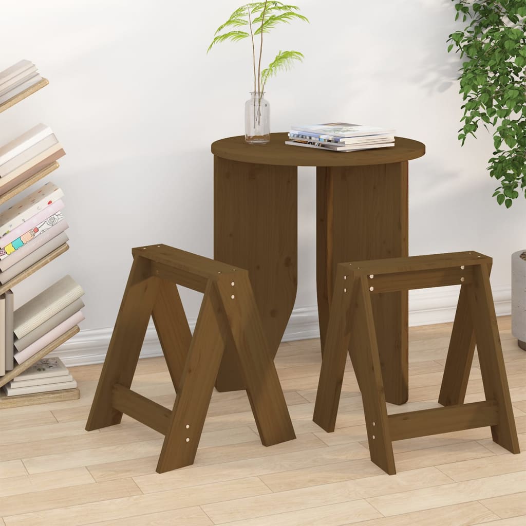 Hocker 2 Stk. 40x40x45 cm Massivholz Kiefer