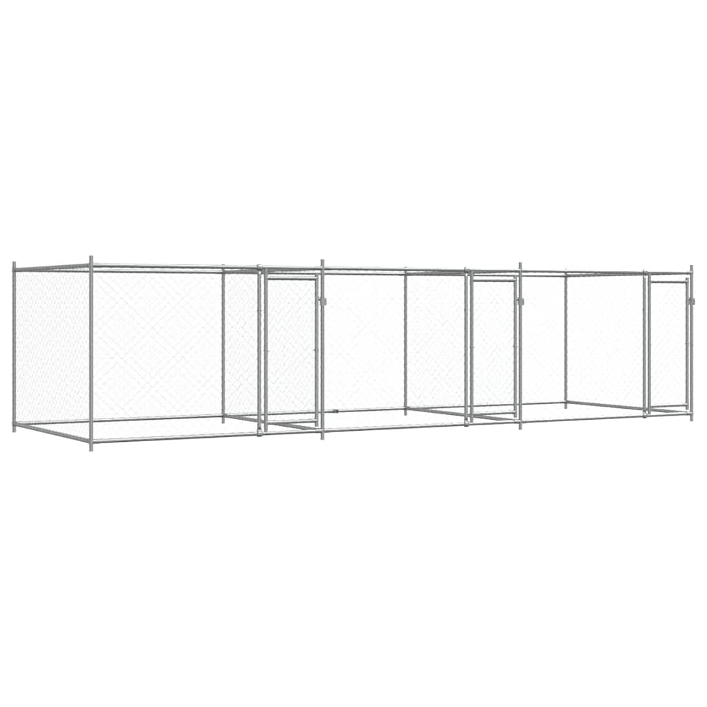 Hundezwinger mit Tür Grau 2x2x1,5 m Verzinkter Stahl