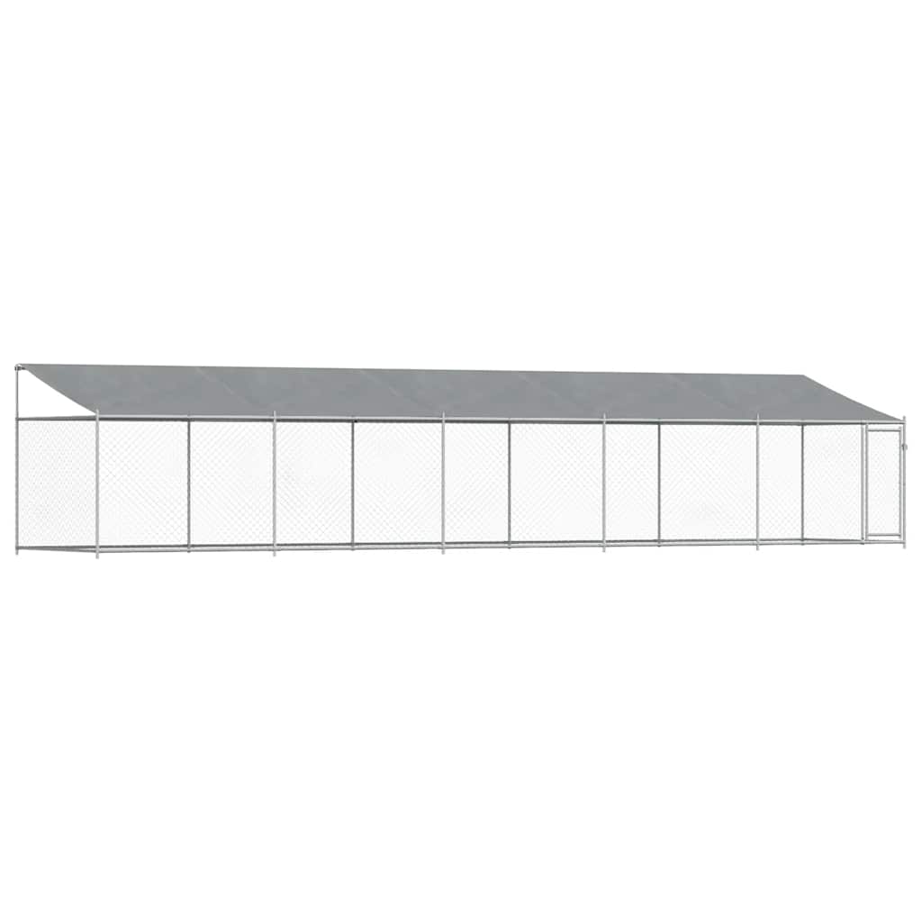 Hundezwinger mit Dach und Tür Grau 2x2x2 m Verzinkter Stahl
