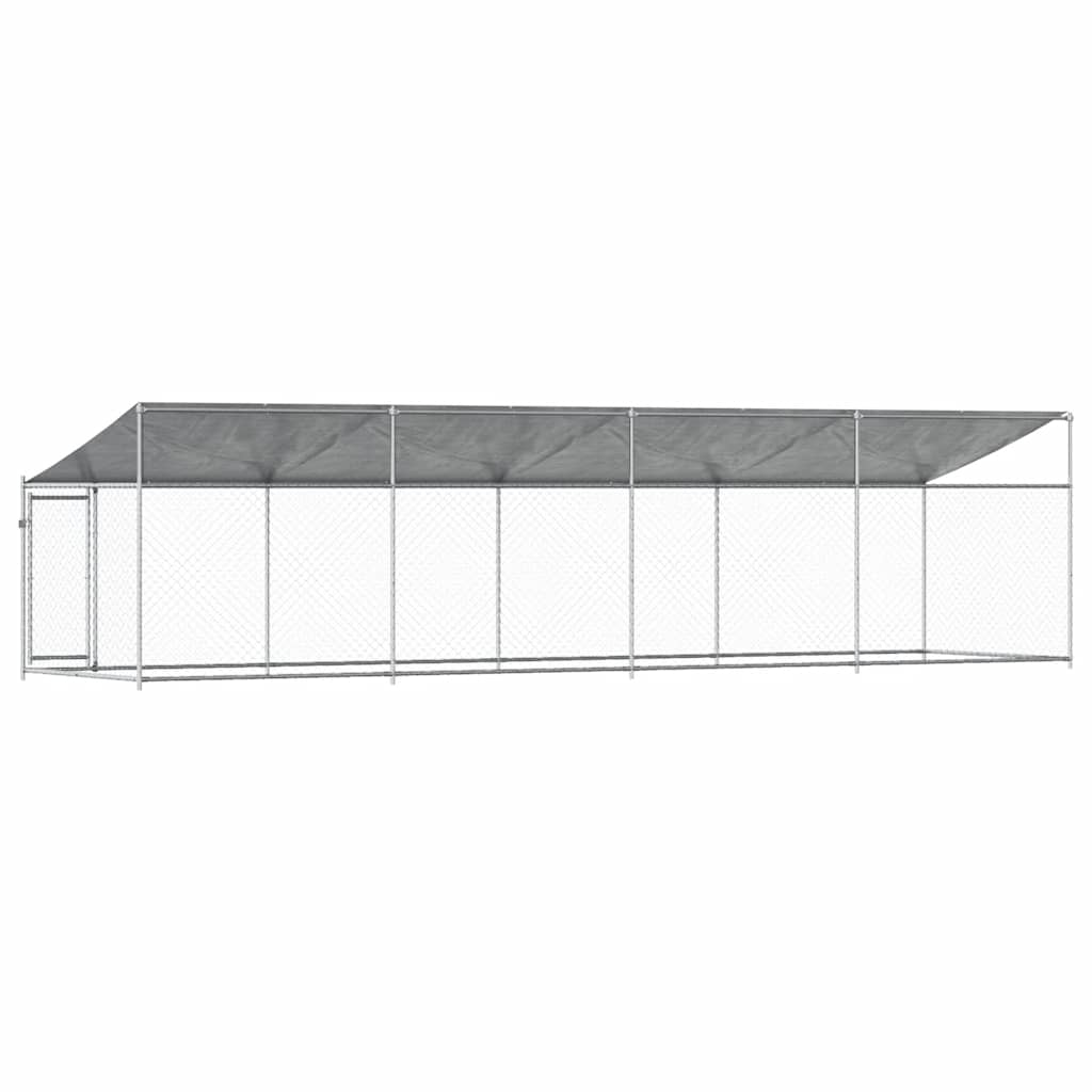 Hundezwinger mit Dach und Tür Grau 2x2x2 m Verzinkter Stahl