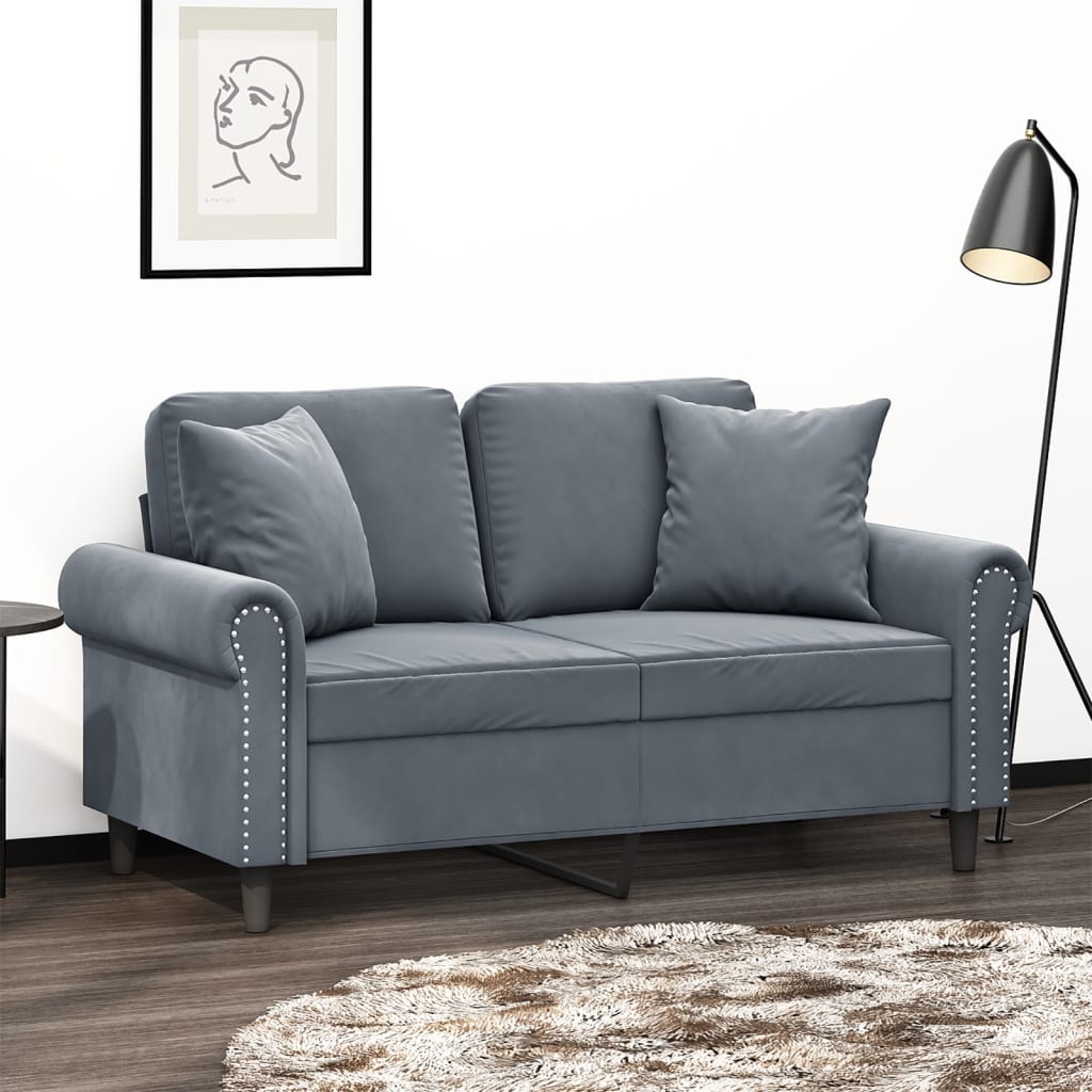 2-Sitzer-Sofa mit Zierkissen Dunkelgrün 120 cm Samt