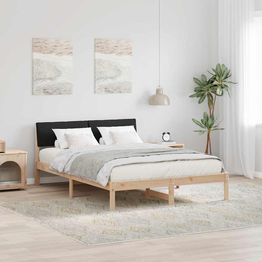 Bettgestell Braun und hellgrau 200 x 200 cm Massivholz Kiefer
