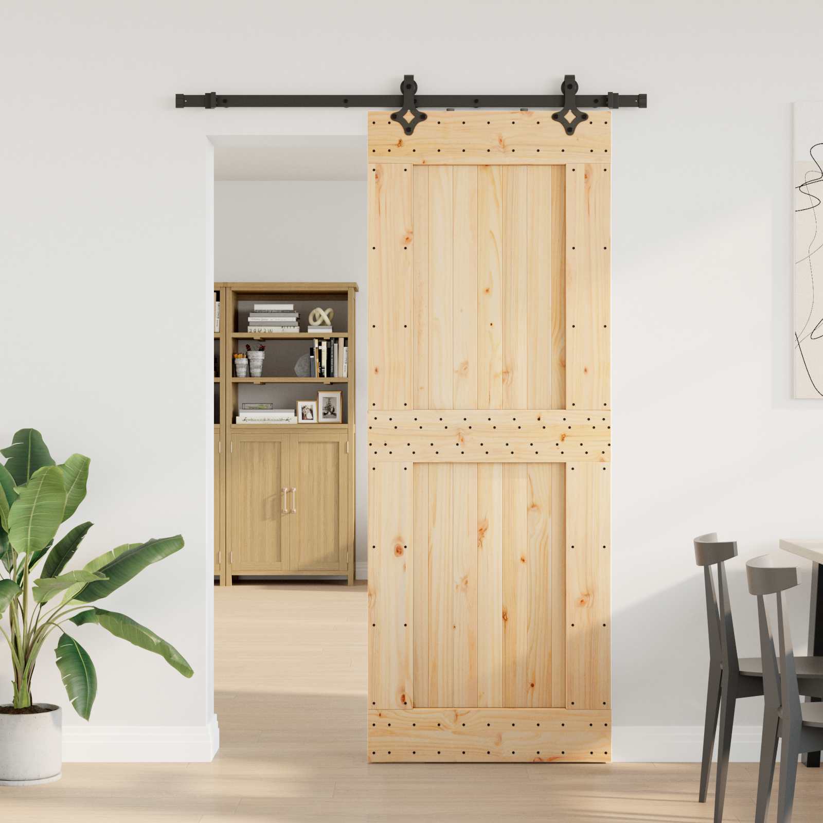 Schiebetür NARVIK Natürlich und Schwarz 70 x 210 cm (152,5 cm)