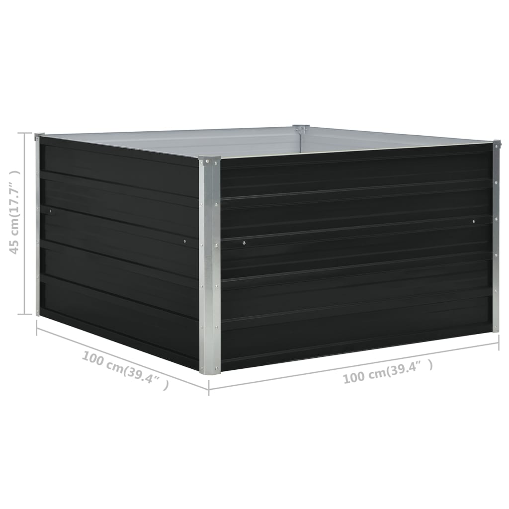 Hochbeet 100 x 100 x 45 cm Verzinkter Stahl Grau