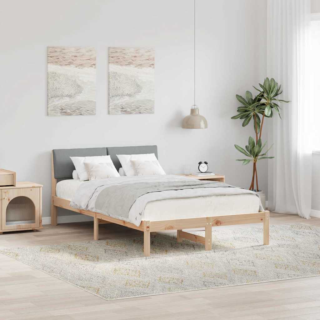 Bettgestell Braun und hellgrau 200 x 200 cm Massivholz Kiefer