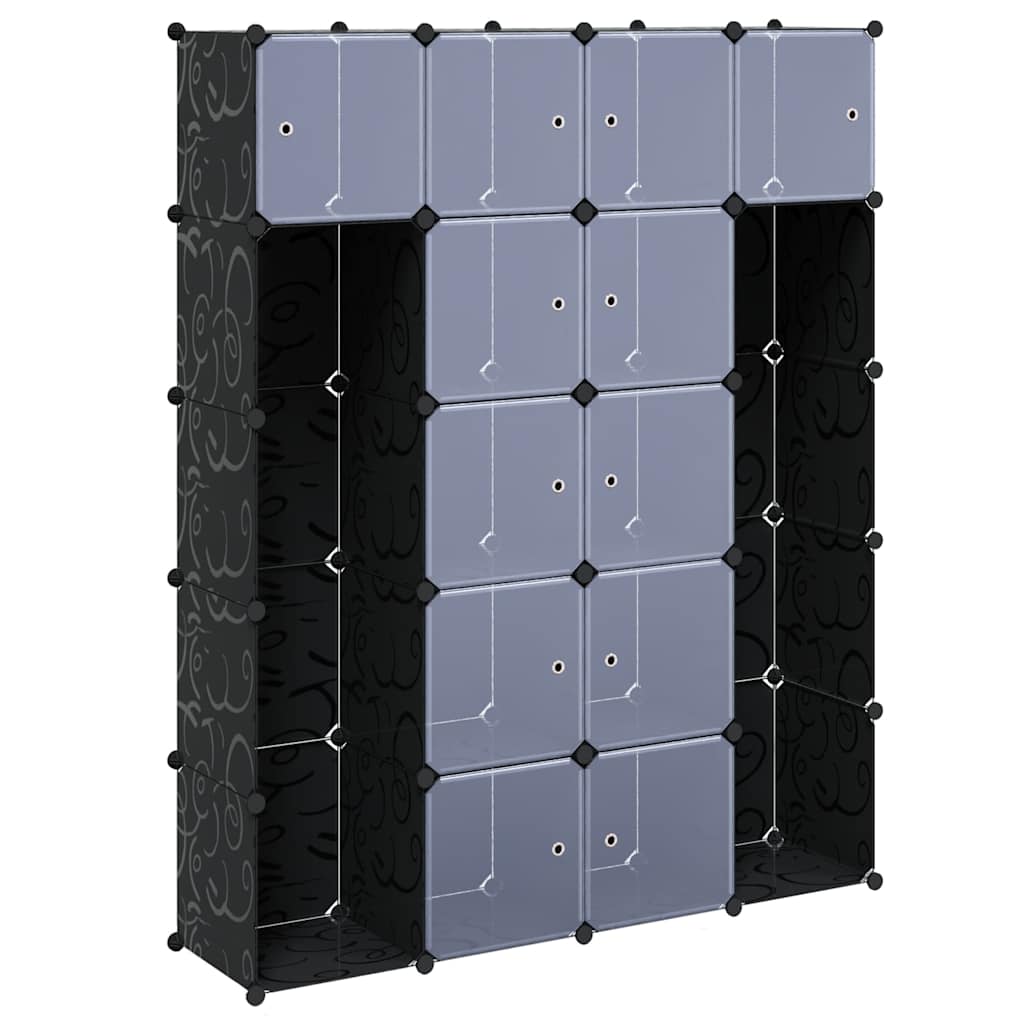 Modularer Schrank mit 9 Fächern 109x36,5x143cm Schwarz und Weiß