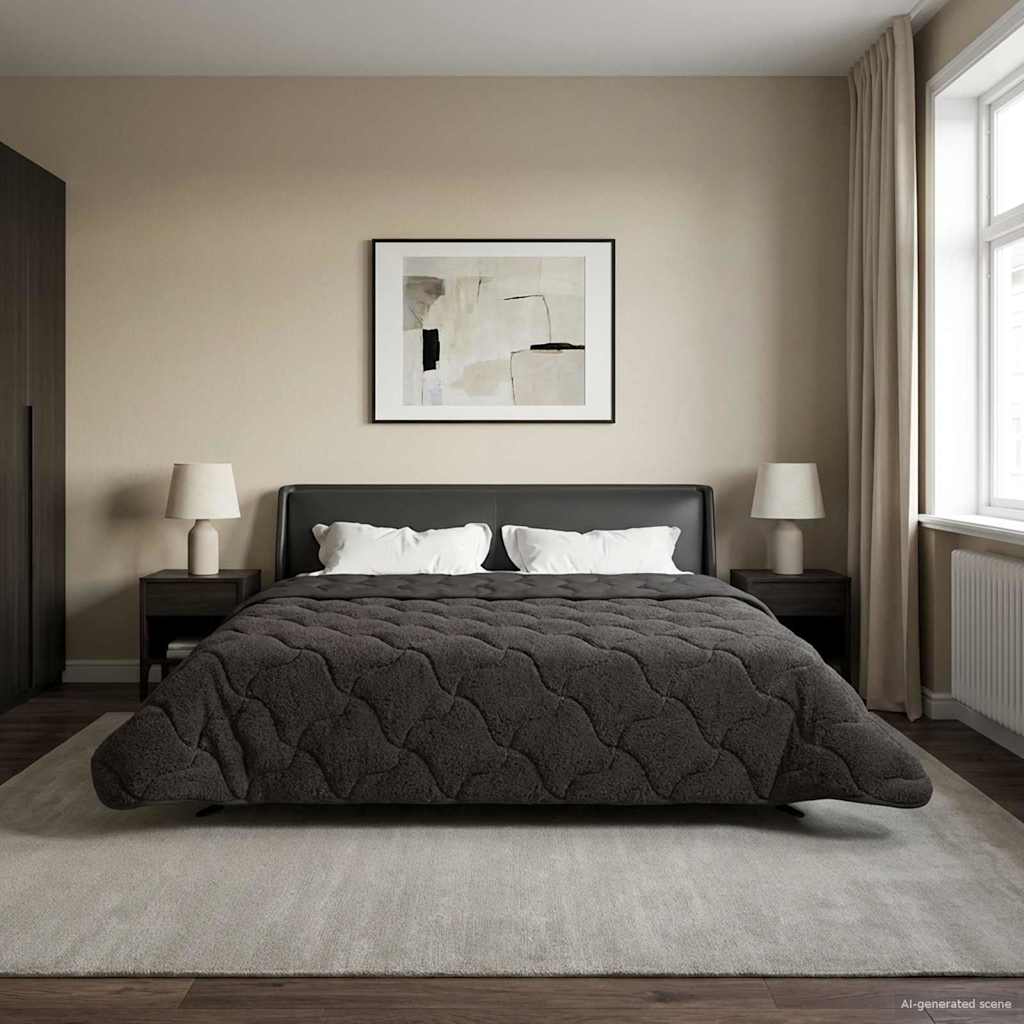 Winterbettdecke Gepolstert Anthrazit 135 x 200 cm