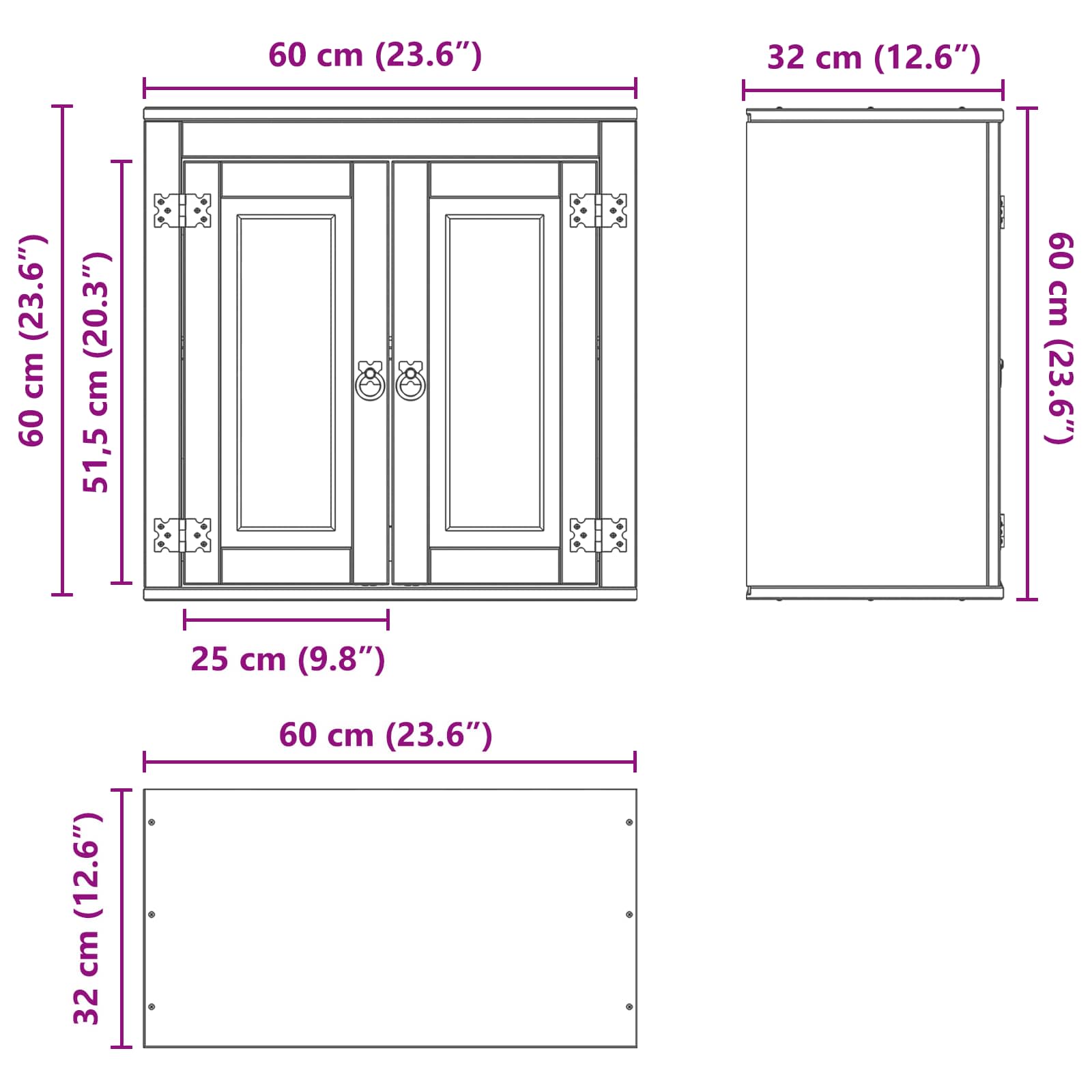 Schrank SKI Honigbraun 60 x 46 x 81,5 cm Massives Kiefernholz