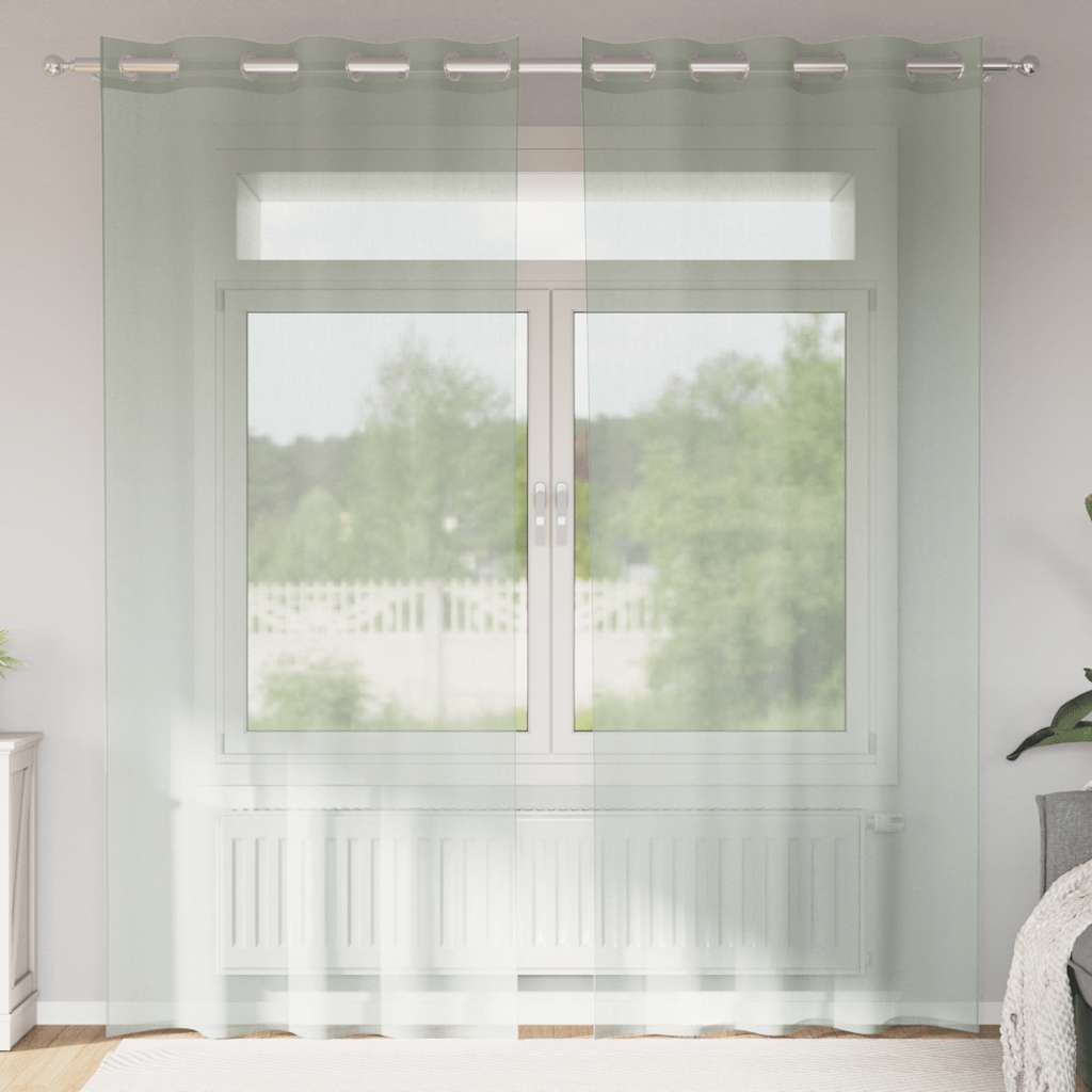 Voile Vorhänge mit Ösen 2 Stk. Apfelgrün 140x140 cm