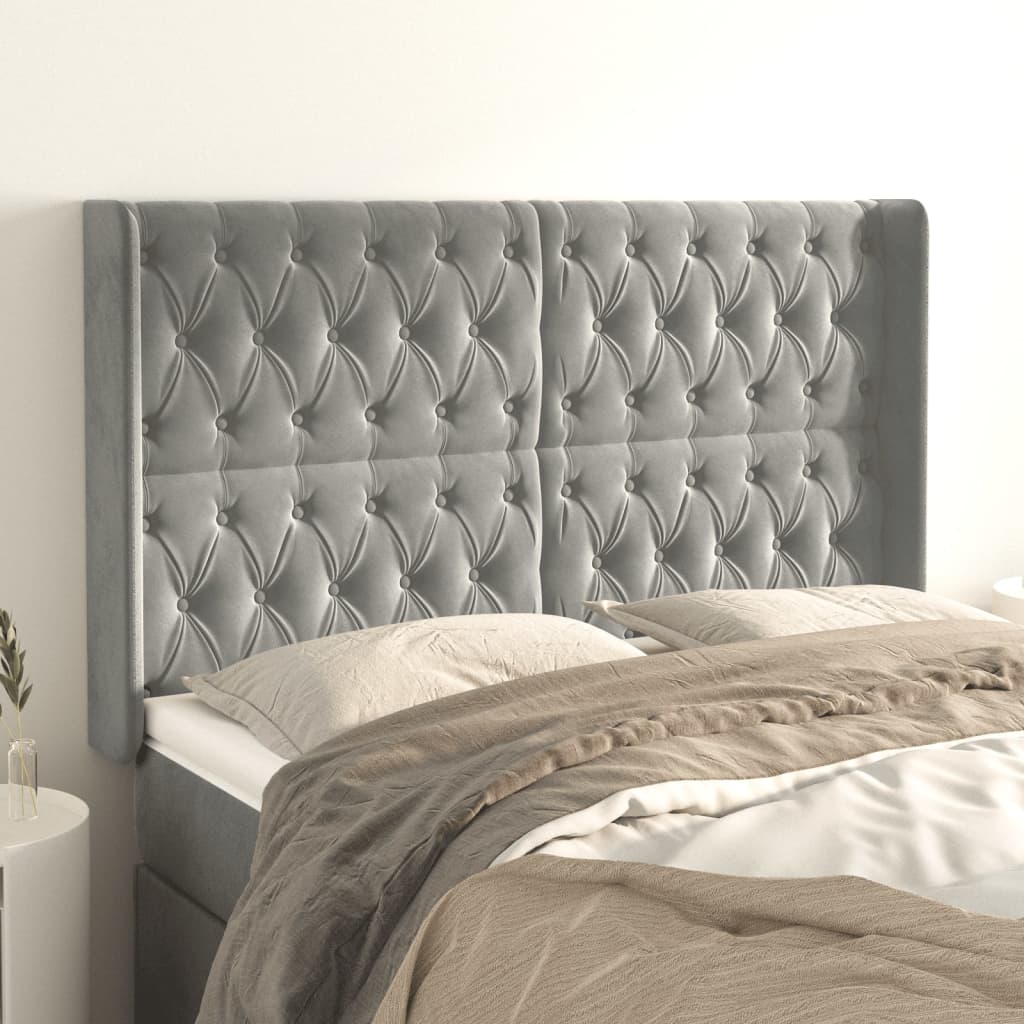 Kopfteil mit Ohren Dunkelblau 93x16x78/88 cm Samt