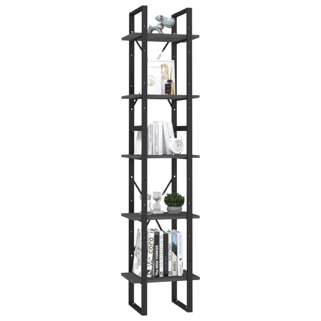 Bücherregal 5 Fächer 40x30x175 cm Massivholz Kiefer