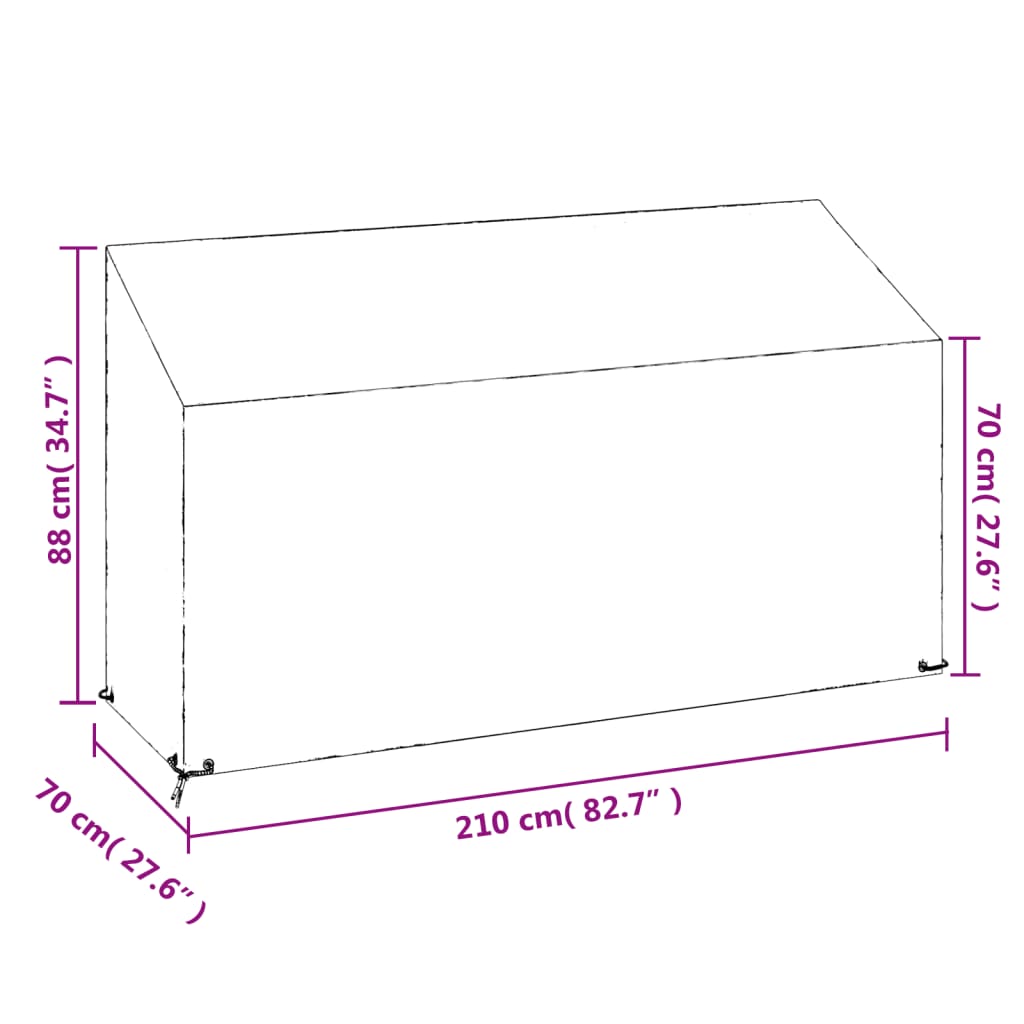 Abdeckungen für Gartenbank 2 Stk. 8 Ösen 130x70x70/88 cm