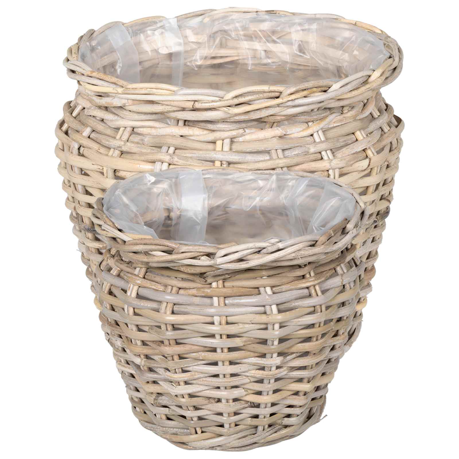Blumentopfkorb mit Speicher 2 Stk. Natürliches Grau Kubu Rattan