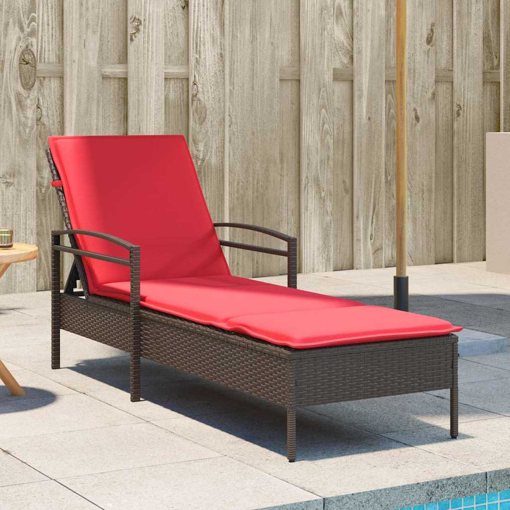 3-fach verstellbare Sonnenliege Poly-Rattan Braun