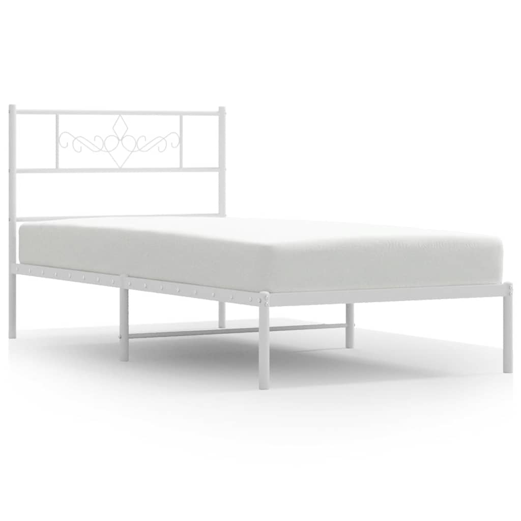 Bettgestell mit Kopfteil Metall Schwarz 100x190 cm