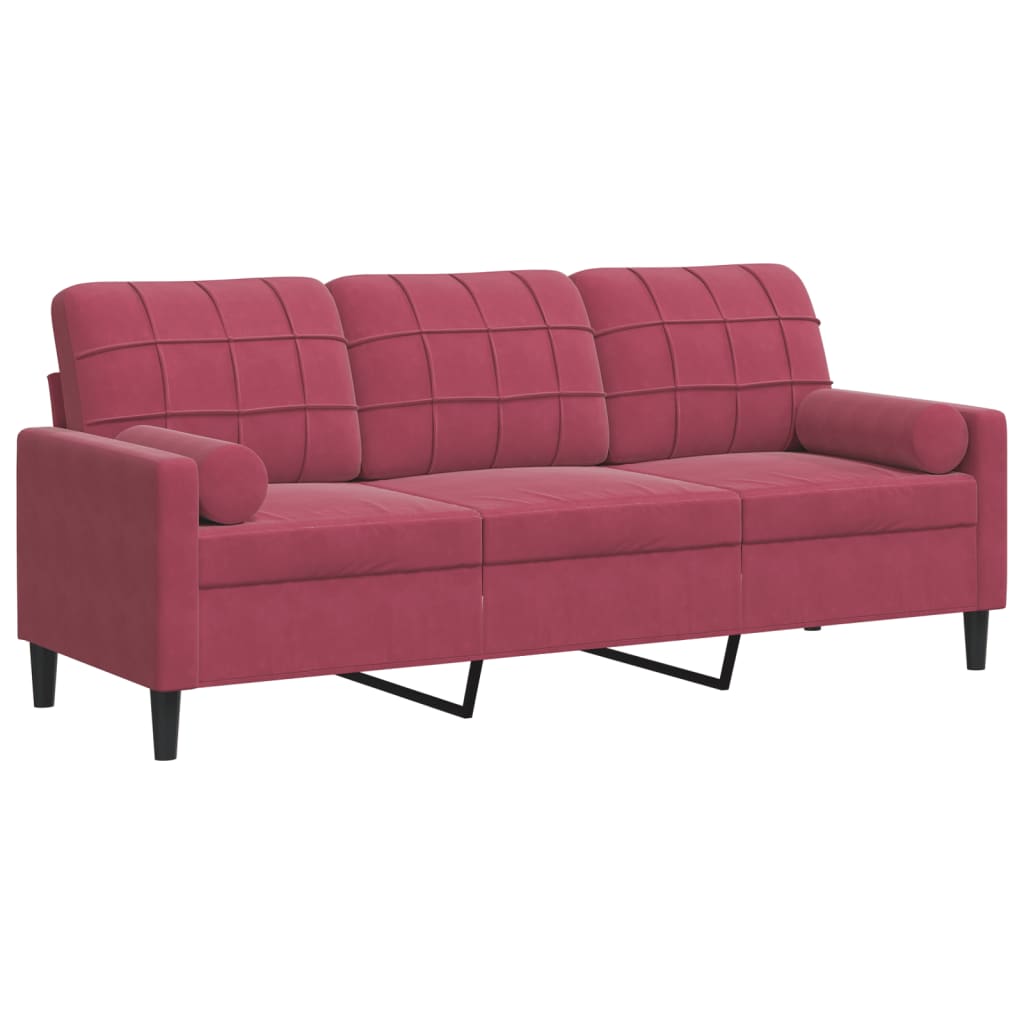 2-Sitzer-Sofa mit Zierkissen Hellgrau 120 cm Samt