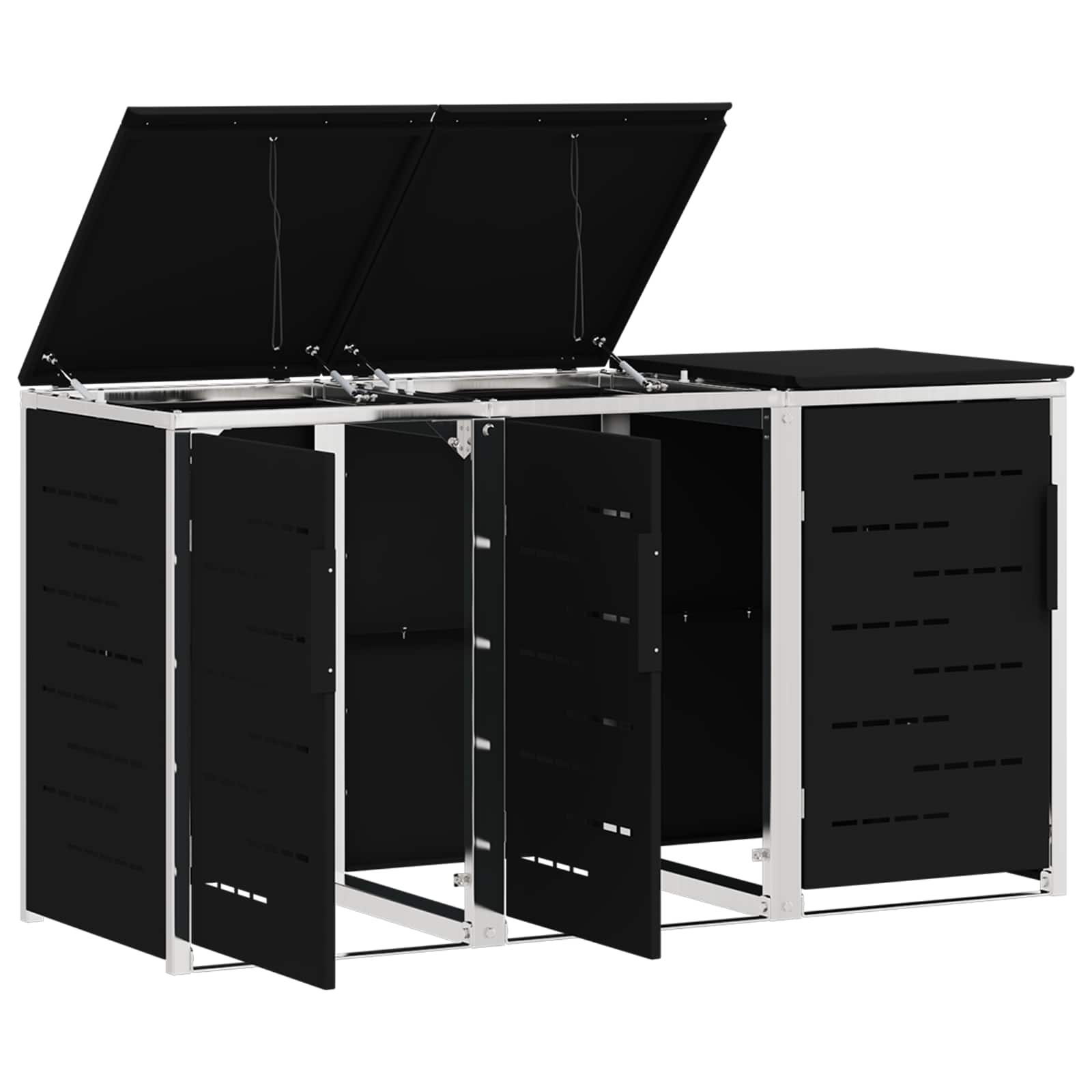 Mülltonnenbox for 2 Bins 240L Edelstahl Schwarz