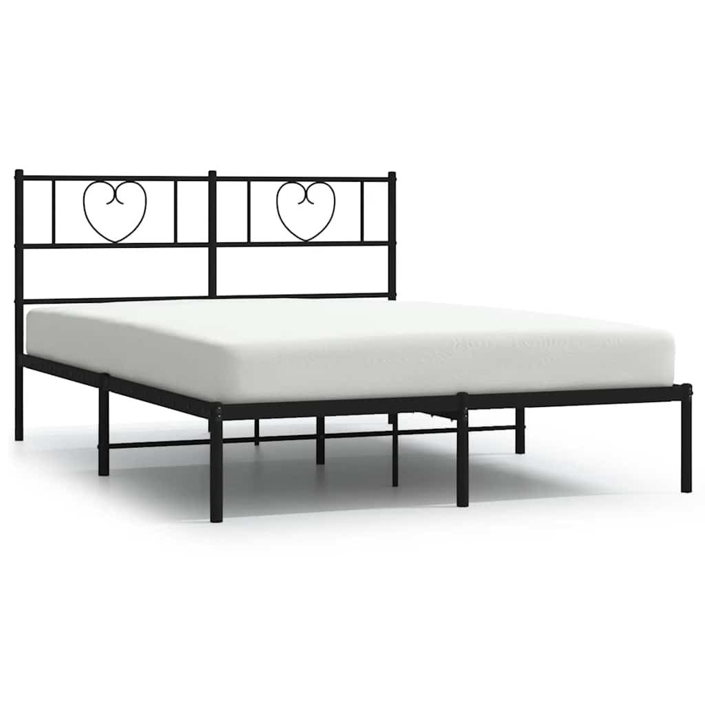 Bettgestell mit Kopfteil Metall Schwarz 100x190 cm