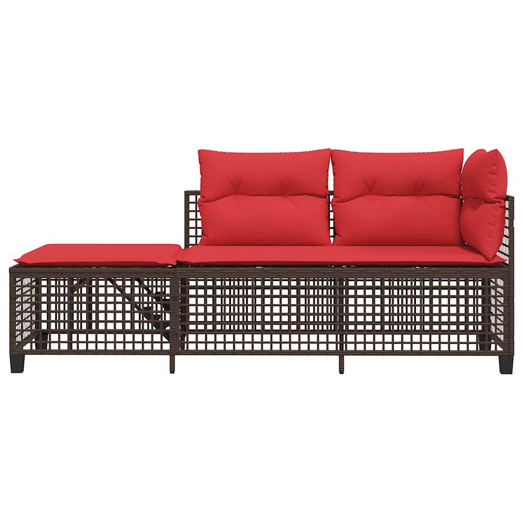 3-teiliges Ecksofa-Set für den Garten mit Kissen, grau, Polyrattan