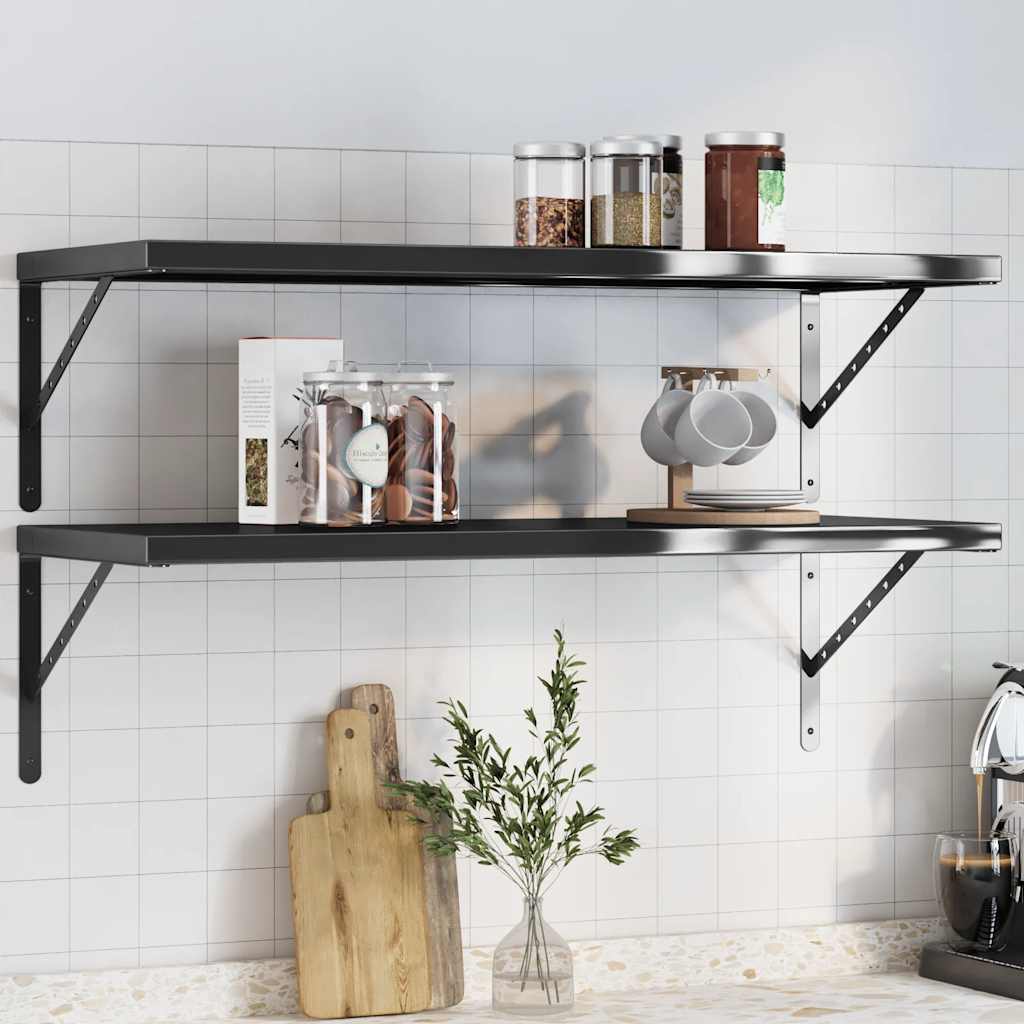 Wandregale 2 Stk. 100x40 cm Silbern Edelstahl