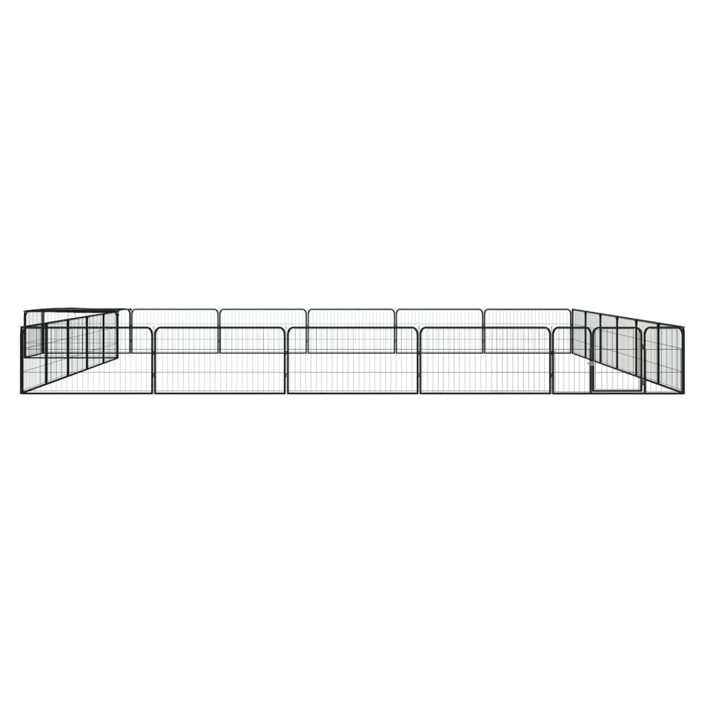 4-tlg. Hundelaufstall Schwarz 100x50cm Stahl Pulverbeschichtung