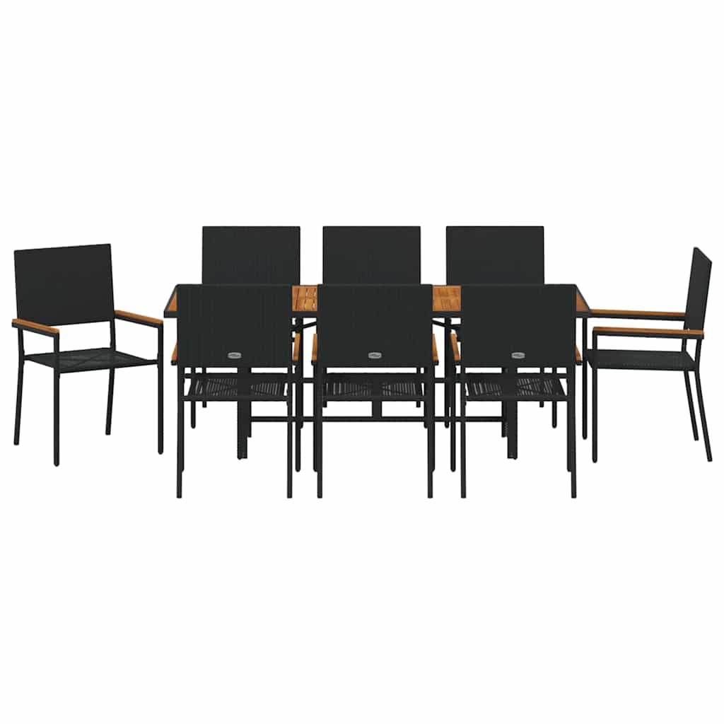 Garten Essgruppe 7 pcs Schwarz Poly-Rattan