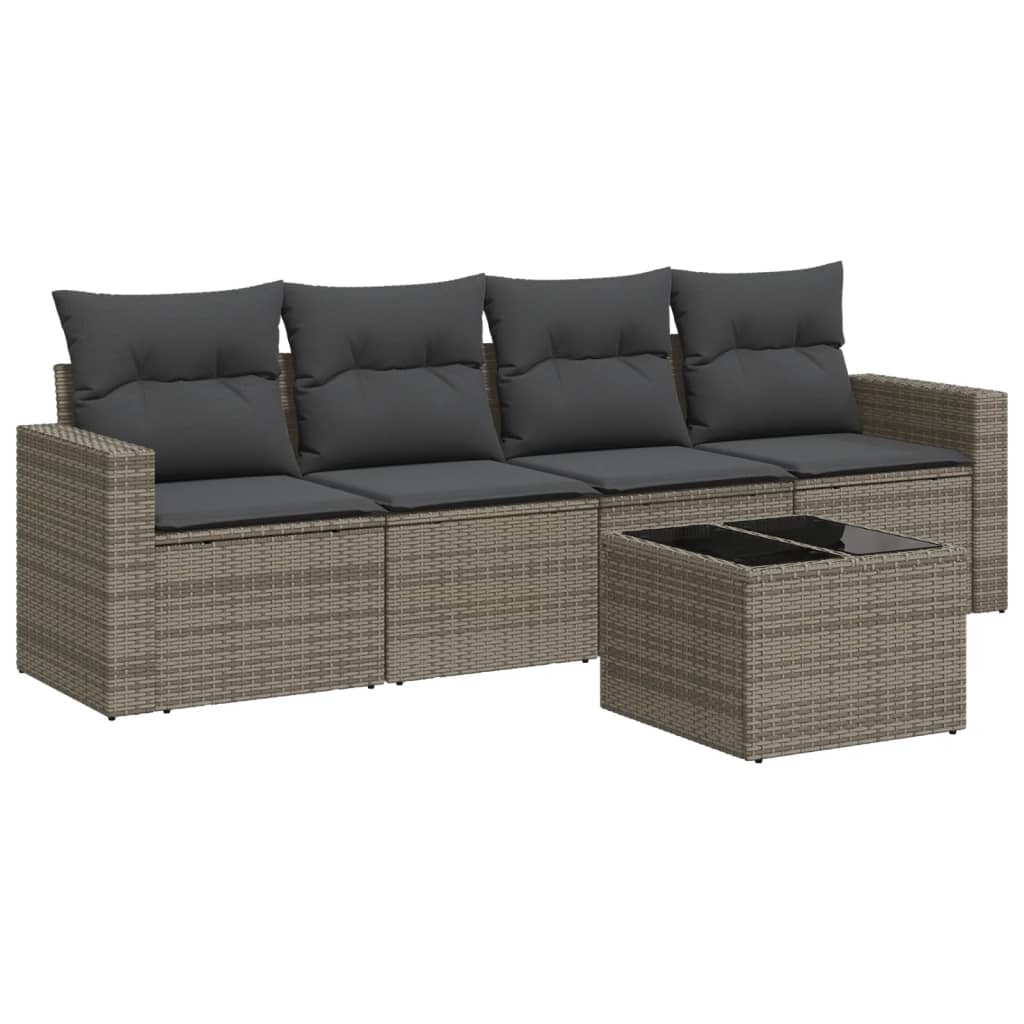 4-tlg. Garten-Sofagarnitur mit Kissen Schwarz Poly Rattan