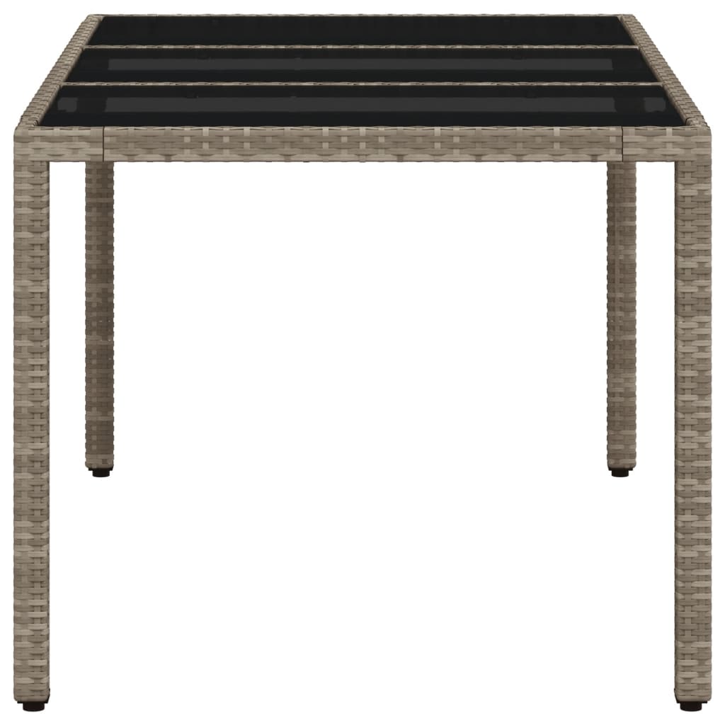 Gartentisch 150x90x75 cm Hartglas und Poly Rattan Schwarz
